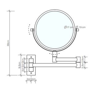 Decor Walther 0110960 SPT33 vergrootspiegel 1x en 5x mat zwart