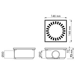 Easy Drain Aqua Compact 50 AQUACOM5015X15 doucheput 15x15cm zijuitloop