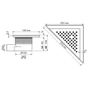 Easy Drain Aqua Delta AQUADEMSI6 doucheput 22x22cm zijuitloop