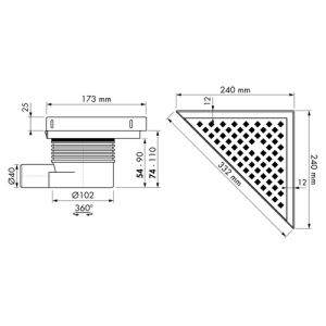 Easy Drain Aqua Plus Delta F EDMDEMSI6 doucheput 24x24cm zijuitloop