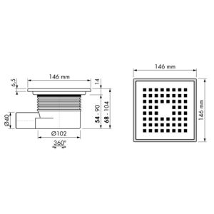 Easy Drain Aqua Plus Quattro AQUA+15X15MSI6 doucheput 15x15cm zijuitloop