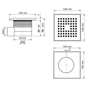 Easy Drain Aqua Quattro AQUA15X15MSI doucheput 15x15cm zijuitloop