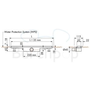 Easy Drain Compact 30 TAF Wall EDCOMTAFW190030 douchegoot 190cm zijuitloop