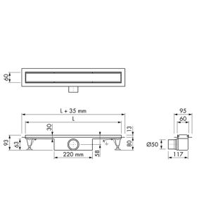 Easy Drain Compact 50 Flens EDCOMPR60050 douchegoot met RVS flens 60cm zijuitloop