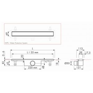 Easy Drain Compact 50 Modulo Stone EDM1NAT70050 douchegoot 70cm zijuitloop