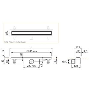 Easy Drain Compact 50 TAF Low EDM1TAFLT50050 douchegoot 50cm zijuitloop