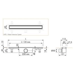 Easy Drain Compact 50 TAF Low EDM1TAFLT80050 douchegoot 80cm zijuitloop