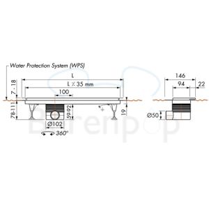 Easy Drain Multi TAF Wall EDMTAFW1400 douchegoot 140cm zijuitloop