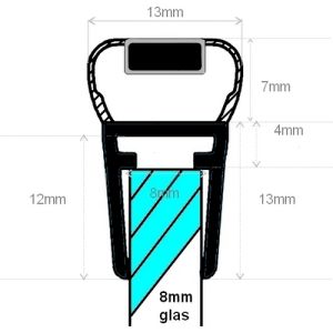 Exa-Lent Universal DS672008 mat zwart doucheprofiel magneet recht (set van 2 stuks) 200cm 8mm