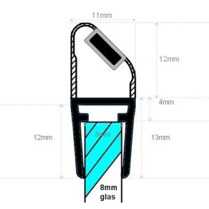 Exa-Lent Universal DS682008 mat zwart doucheprofiel magneet 45 graden (set van 2 stuks) 200cm 8mm