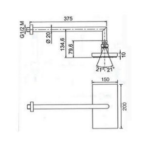 Fima Carlo Frattini F2199 hoofddouche 200x150mm met douchearm 350mm chroom (OUTLET)