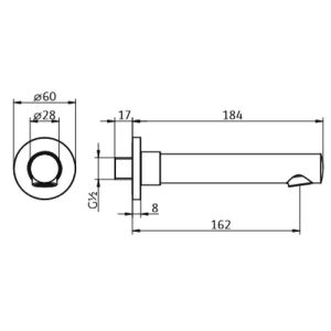 HSK Shower & Co! 1100035 baduitloop rond 162mm chroom