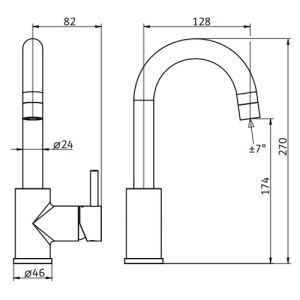 HSK Shower & Co! 1100102 wastafelkraan rond chroom