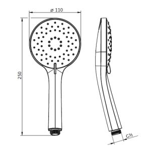 HSK Shower & Co! 1100174 design handdouche rond zonder doucheslang chroom