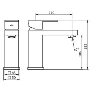 HSK Shower & Co! 1140031 wastafelkraan rechthoekig chroom