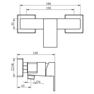 HSK Shower & Co! 1140036 opbouw douchemengkraan rechthoekig chroom