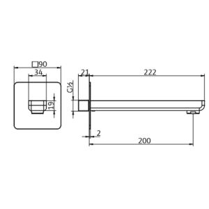 HSK Shower & Co! 1180041 baduitloop Softcube 200mm chroom