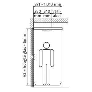 HSK Shower & Co! 1900008 regendouche Lavida Plus met waterval voor glasopname Walk In RVS gepolijst
