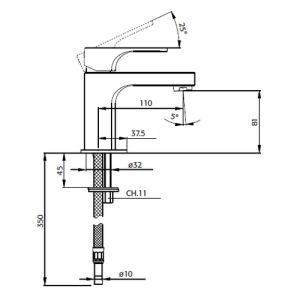 Pure Aragon AR5101 wastafelkraan chroom