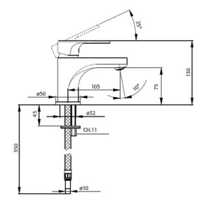 Pure Cinca CN5303 wastafelkraan chroom