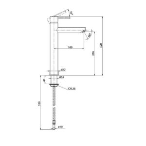Pure Duero DU5403-CH wastafelkraan 320mm hoog chroom