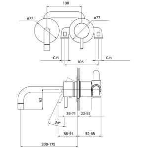 Pure Duero DU5404-WI wastafelkraan 2-gats compleet met inbouwdeel mat wit