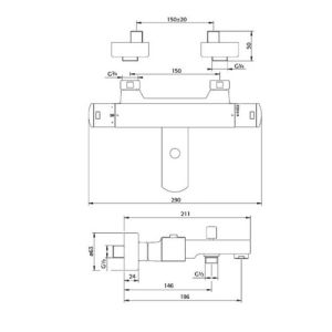 Pure Ebro EB5204 bad thermostaatkraan chroom