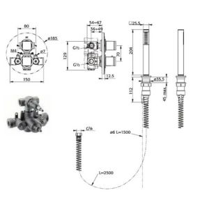 Pure Ebro EB5207 inbouwset voor bad thermostatisch 2-uitgangen chroom