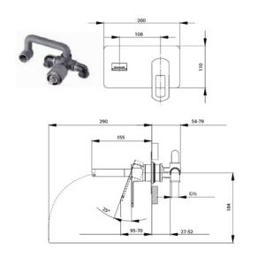 Pure Ebro EB5217 wastafelkraan 2-gats compleet met inbouwdeel chroom