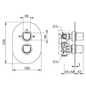 Pure Ebro EB5231 inbouwthermostaat met 3-uitgangen chroom