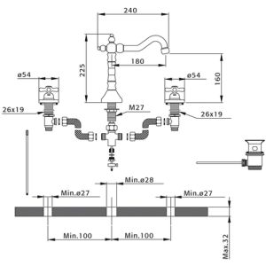 Pure Melrose ME5821 wastafelkraan 3-gats chroom