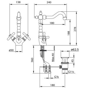 Pure Melrose ME5823 wastafelkraan chroom