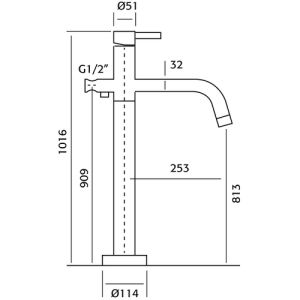 Pure RVS 316 Serie RV4204 vrijstaande badkraan met handdouche RVS geborsteld