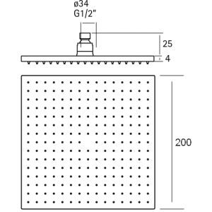 Pure RVS 316 Serie RV6440 hoofddouche 20x20cm RVS geborsteld