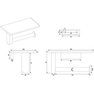 Brauer 5-S-223 toiletrolhouder met planchet mat zwart