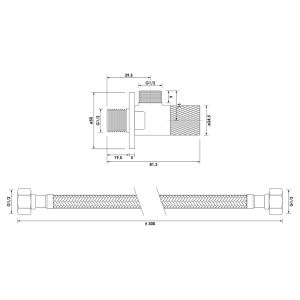 Brauer Carving 5-CE-317 hoekstopkraan compleet met slang chroom