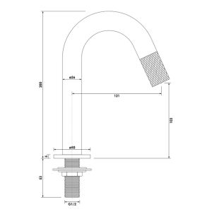 Brauer Carving 5-NG-321 opbouw fonteinkraan met gebogen uitloop RVS geborsteld PVD