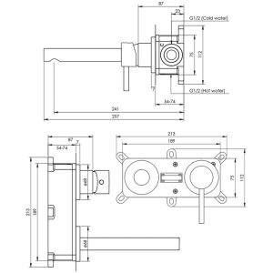 Brauer Edition 5-CE-004-S4-65 inbouw wastafelmengkraan met rechte uitloop en rozetten model D1 chroom
