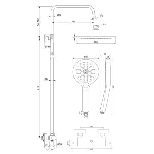 Brauer Edition 5-CE-007-2 opbouw thermostatische regendouche SET 02 chroom