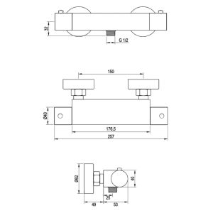 Brauer Edition 5-GK-044-1 opbouw douche thermostaatkraan SET 01 koper geborsteld PVD