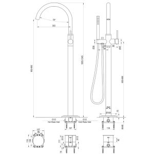 Brauer Edition 5-NG-042-1 vrijstaande badmengkraan SET 01 RVS geborsteld PVD