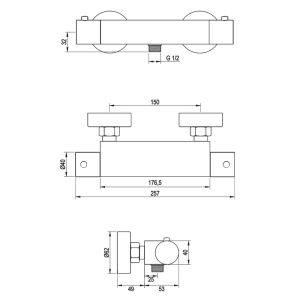 Brauer Edition 5-NG-044 opbouw douche thermostaatkraan RVS geborsteld PVD