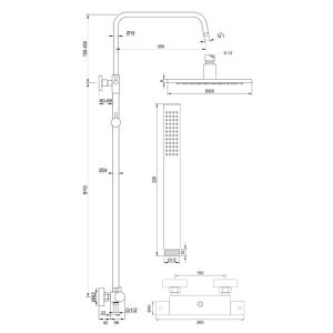Brauer Edition 5-S-007-1 opbouw thermostatische regendouche SET 01 mat zwart