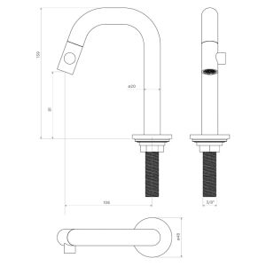 Clou Kaldur CL060500483R fonteinkraan staand (rechtse versie) brons geborsteld PVD