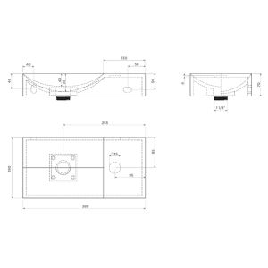 Clou Vale CL0332161R fontein 38x19cm zonder kraangat rechts mat grijs keramiek