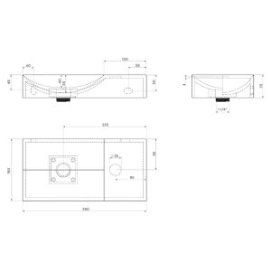 Clou Vale CL0338161R fontein 38x19cm zonder kraangat rechts mat blauw keramiek