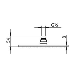 HSK Shower & Co! 1100021 hoofddouche vierkant vlak 250x250x8mm messing verchroomd (OUTLET)