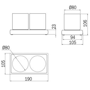 Inda Claire A7110WNE04 dubbele vrijstaande bekerhouder mat zwart/ fumé glas