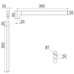 Inda Claire A71150CR vlag vormige handdoekstang chroom