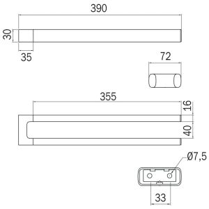 Inda Claire A7115ANE vaste dubbele handdoekhouder mat zwart